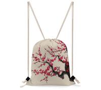 FekiLoot Japanese Floral Cherry Blossom Drawstring Backpack Sports Gym Bag Drawstring Bags Foldable Backpack for Women Men