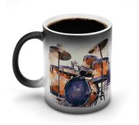 FekiLoot Jazz Drum Ceramic Coffee Mug with Handle, Tea Cup with Heat Sensitive Color, Novelty Coffee Cup for Latte, Tea, Cappuccino, Milk, Cocoa