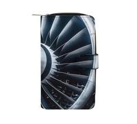 FekiLoot Jet Engine Wallet Large Capacity Travel Double Fold Wallets Portable Zipper Leather Purse for Women Men