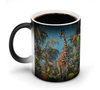 FekiLoot Jungle Giraffe Ceramic Coffee Mug with Handle, Tea Cup with Heat Sensitive Color, Novelty Coffee Cup for Latte, Tea, Cappuccino, Milk, Cocoa