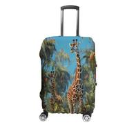 FekiLoot Jungle Giraffe Travel Luggage Cover Stretchable Airplane Suitcase Protector Sleeve Universal Washable Fit for 19-32 Inch Checked Baggage,Water Resistant Durable Luggage Protector X-Large