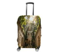 FekiLoot Jungle God Travel Luggage Cover Stretchable Airplane Suitcase Protector Sleeve Universal Washable Fit for 19-32 Inch Checked Baggage,Water Resistant Durable Luggage Protector X-Large, white