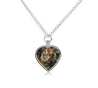 FekiLoot Jungle Tiger Urn Necklaces for Ashes Personalized Human Pet Cremation Jewelry Keepsake Locket Heart Pendant with Filling Kit Memorial Gift for Dog Cat Lover Women Men
