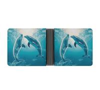FekiLoot Kiss Dolphin Tale Pattern Leather Wallet Mens Bifold Wallets Travel Cash Credit Card Holder Womens Minimalist Purse