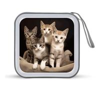 FekiLoot Kittens Family Cats CD Case Hard Plastic DVD Disc Cases Storage Binder Portable Zipper CD Case Holder Large Storage Disc Wallet Bag for Car Home Travel(40 Capacity)