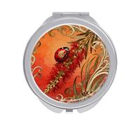 FekiLoot Ladybug Bottlebrush Spike Compact Mirror 1x/2x Magnifying Mirror Travel Makeup Mirrors Cute Pocket Small Mirrors for Women Ideal Gift on Birthday, Christmas, Graduation Round Silver