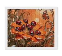 FekiLoot Ladybug Marigold Bloom Diamond Painting Kits for Adults 16"x20" 5D DIY Diamond Art Kit Beginners Gem Painting Round Full Drill Diamond Dots Gem Art Crafts for Home Wall Decor Gifts