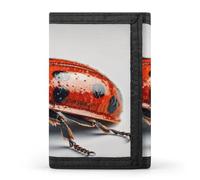 FekiLoot Ladybug on White Background Wallet for Men Slim Minimalist Trifold Wallet with ID Window And Credit Card Holder