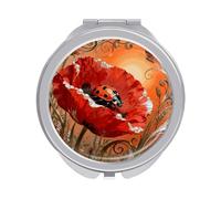 FekiLoot Ladybug Petal Compact Mirror 1x/2x Magnifying Mirror Travel Makeup Mirrors Cute Pocket Small Mirrors for Women Ideal Gift on Birthday, Christmas, Graduation Round Silver