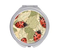 FekiLoot Ladybug Pocket Mirror Compact Travel Makeup Mirrors 1x /2X Magnifying Compact Mirror Round Metal Frame Travel Essentials Mirrors for Women Mom Wife Gift