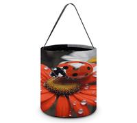 FekiLoot Large Capacity Halloween Basket, Trick Or Treat Candy Bucket Bag with Handles, Reusable Personalized Ladybug Daisy Snack Storage Basket for Holiday Party Favor Decor