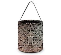 FekiLoot Large Capacity Halloween Basket, Trick Or Treat Candy Bucket Bag with Handles, Reusable Personalized Mayan Calendar End of The World Snack Storage Basket for Holiday Party Favor Decor