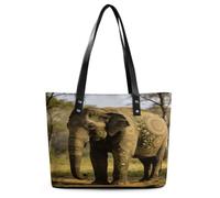 FekiLoot Large Reusable Grocery Shopping Bag Cute Lightweight Work Tote Bag | Decorative Patterned Elephant Tote Bag for Women Travel Shoulder Bag with Zipper Leather Handbag Purse Casual Hobo Bags