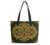 FekiLoot Large Reusable Grocery Shopping Bag Cute Lightweight Work Tote Bag | Paisley Quartet Tote Bag for Women Travel Shoulder Bag with Zipper Leather Handbag Purse Casual Hobo Bags