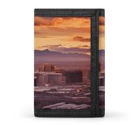 FekiLoot Las Vegas Sunset Wallet Compact Blocking Trifold Wallets with Zipper Minimalist Purse Wallet Credit Card Holder