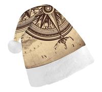 FekiLoot Law of The Compass Navigation Christmas Hat with Plush Brim And Liner Unisex Classic Holiday Santa Claus Hat for New Year Festive Holiday Party Supplies & Gifts