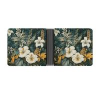 FekiLoot Leaves And Flowers Leather Wallet Double-Sided Different Images Bifold Wallet Ultra Strong Stitching Slim Wallets