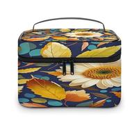 FekiLoot Leaves And Flowers Makeup Bag Large Capacity Travel Cosmetic Bag Lightweight Hand-held Toiletry Bags Portable Cosmetic Pouch Cute Make Up Pouch for Women