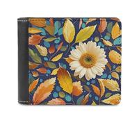 FekiLoot Leaves And Flowers Wallet Large Capacity Slim Bifold Wallet with Multiple Card Slots PU Leather Men Purse