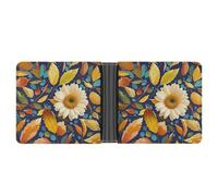 FekiLoot Leaves And Flowers Wallet Slim Leather Bifold Wallet Extra Capacity Wallets with Multiple Card Slots Men Billfold