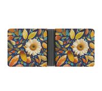 FekiLoot Leaves And Flowers Wallet Slim PU Bifold Design Wallet with Multiple Card Slots Wallets Extra Capacity Pocket Wallets