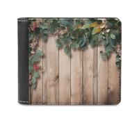 FekiLoot Leaves Floral on Rustic Wood PU Leather Wallet Bifold Wallet Front Pocket Wallets Fashion Purse Slim Billfold Credit Card Holder