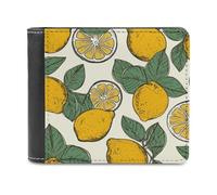 FekiLoot Lemon Fruit Pattern Leather Wallet for Women&Men Billfold Purse Credit Card Holder Slim Bifold Wallet Front Pocket Wallets