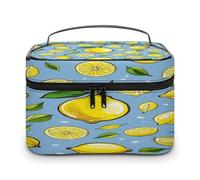 FekiLoot Lemon Hand Drawn Pattern Makeup Bag Large Capacity Travel Cosmetic Bag Lightweight Hand-held Toiletry Bags Portable Cosmetic Pouch Cute Make Up Pouch for Women