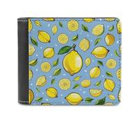 FekiLoot Lemon Hand Drawn Pattern Wallet Large Capacity Slim Bifold Wallet with Multiple Card Slots PU Leather Men Purse
