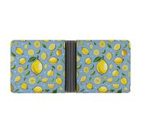 FekiLoot Lemon Hand Drawn Pattern Wallet Slim PU Bifold Design Wallet with Multiple Card Slots Wallets Extra Capacity Pocket Wallets