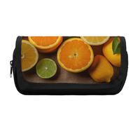 FekiLoot Lemons And Oranges Pencil Case Portable Zipper Large Capacity Pencil Bag Handheld Multi Function Portable Pencil Pouch Organizer for Family Office Supplies