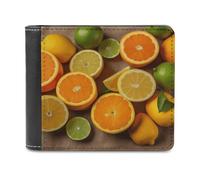 FekiLoot Lemons And Oranges PU Leather Wallet Bifold Wallet Front Pocket Wallets Fashion Purse Slim Billfold Credit Card Holder
