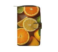 FekiLoot Lemons And Oranges Wallet Large Capacity Travel Double Fold Wallets Portable Zipper Leather Purse for Women Men