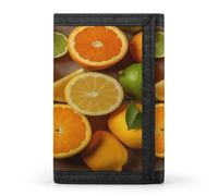 FekiLoot Lemons And Oranges Wallets Exquisite Trifold Wallet Front Pocket Wallet with Zipper Keychain Coin Purse Credit Card Holder for Adult
