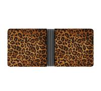 FekiLoot Leopard Leather Wallet Mens Bifold Wallets Travel Cash Credit Card Holder Womens Minimalist Purse
