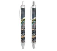 FekiLoot Leopard Little Gecko Ballpoint Pens Retractable Black Ink Ballpoint Pens 0.5mm Medium Point Smooth Writing Pattern Pen with Super Soft Grip Cute Work Supplies for Men Women 2 PCS