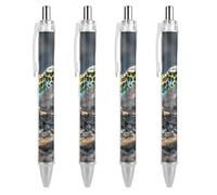 FekiLoot Leopard Little Gecko Ballpoint Pens Retractable Black Ink Ballpoint Pens 0.5mm Medium Point Smooth Writing Pattern Pen with Super Soft Grip Cute Work Supplies for Men Women 4 PCS