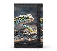 FekiLoot Leopard Little Gecko Men's Wallet Extra Capacity Trifold Wallet Thin & Stylish Trifold Card Holder with ID Window
