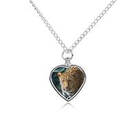 FekiLoot Leopard Print African Jungle Animals Urn Necklace for Ashes Heart Cremation Jewelry Memorial Keepsake Pendant Locket Ash Holder Memory Jewelry for Women Men to Hold Ashes of Loved Ones