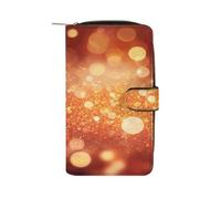 FekiLoot Light Orange Wallet Large Capacity Travel Double Fold Wallets Portable Zipper Leather Purse for Women Men