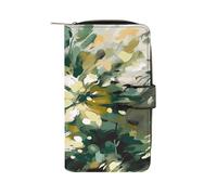 FekiLoot Light Yellow Dark Green Wallet Large Capacity Travel Double Fold Wallets Portable Zipper Leather Purse for Women Men