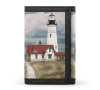FekiLoot Lighthouse Backdrop Wallet Compact Blocking Trifold Wallets with Zipper Minimalist Purse Wallet Credit Card Holder