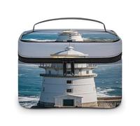 FekiLoot Lighthouse Sandbeach Makeup Bag Large Capacity Travel Cosmetic Bag Lightweight Hand-held Toiletry Bags Portable Cosmetic Pouch Cute Make Up Pouch for Women