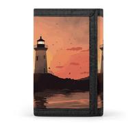 FekiLoot Lighthouse Sunrise Wallet Compact Blocking Trifold Wallets with Zipper Minimalist Purse Wallet Credit Card Holder