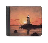 FekiLoot Lighthouse Sunrise Wallet Fashionable Slim Leather Wallet with Multiple Card Slots And Hidden Compartments Wallets