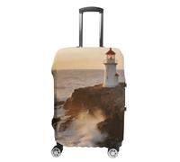 FekiLoot Lighthouse Waves Travel Luggage Cover Stretchable Airplane Suitcase Protector Sleeve Universal Washable Fit for 19-32 Inch Checked Baggage,Water Resistant Durable Luggage Protector X-Large