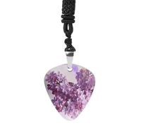 FekiLoot Lilac Flowers Guitar Pick Necklace for Women&Men Personalized Pendant Necklaces Exquisite Metal Necklaces Cool Guitar Pick Holder Necklace Unique Gifts for Adult