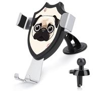 FekiLoot Line Pug Car Phone Holder Mount Strongest Suction & Clip Cell Phone Mount for Dashboard Windshield Vent Fits 4-6" Phones (Straight Vent Only)