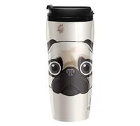 FekiLoot Line Pug Insulated Tumbler Reusable Plastic Iced Coffee Cup with Lid Double Walled Hot Coffee Travel Mug Gifts for Women Men BPA Free 12 Oz