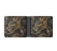 FekiLoot Line Style Dragon Leather Wallet Mens Bifold Wallets Travel Cash Credit Card Holder Womens Minimalist Purse